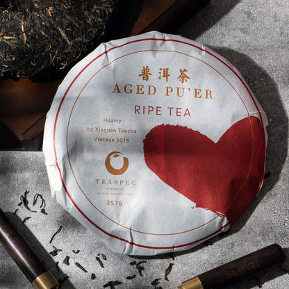 Hearty Ripe Pu’er Compressed Chinese Tea Cake 357g vintage 2015 TEASPEC
puer tea, pu erh tea, puerh tea benefits, what is puerh, chinese fermented tea, dark tea, how to brew puerh, weight loss tea, ripe puerh, raw puerh